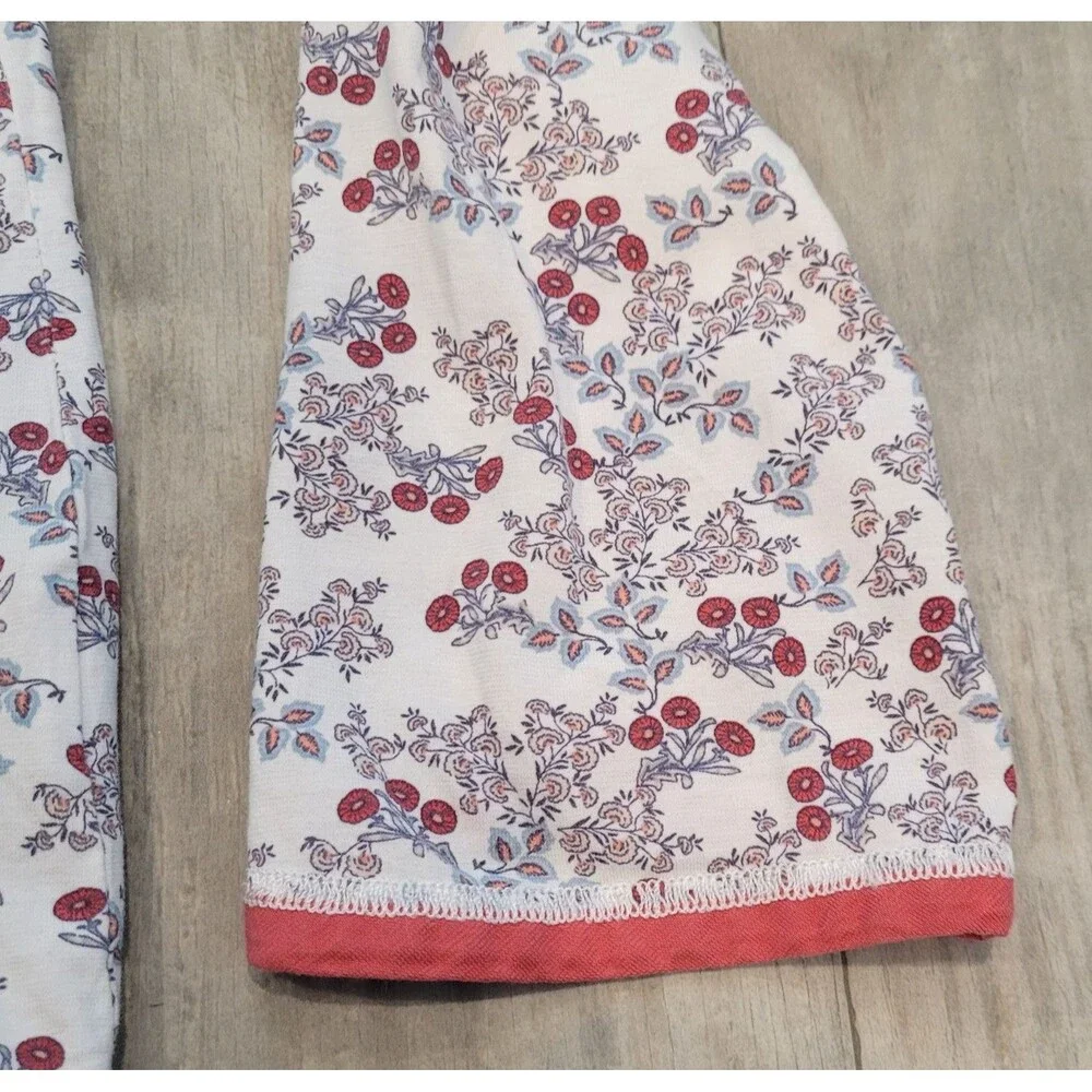 Garnet Hill Size S Asian Wrap Floral Organic Cotton Pajama Top Lounge Sleepwear